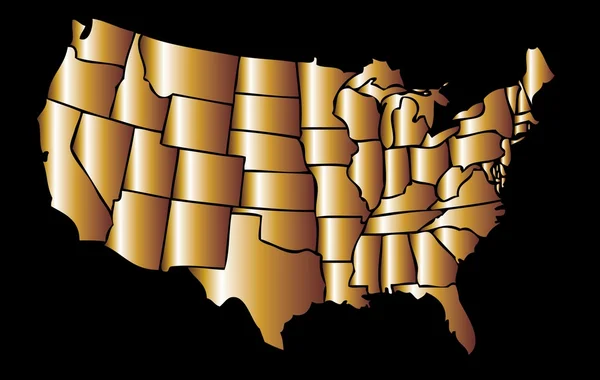 American golden map eps8 vector art — Stock Vector