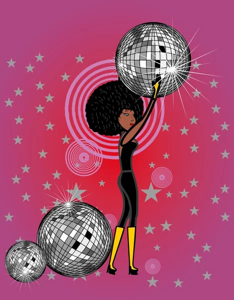 Afro disco girls vector art — Stock Vector