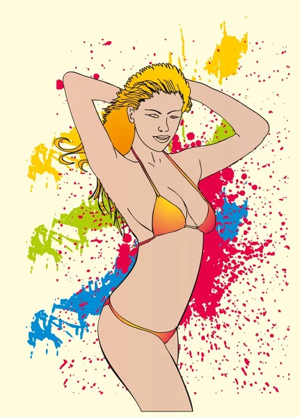 Mode Bikini Mädchen Vektor Kunst — Stockvektor