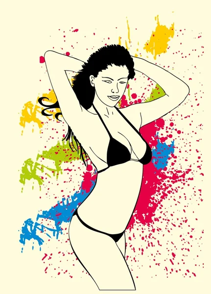 Mode bikini filles art vectoriel — Image vectorielle