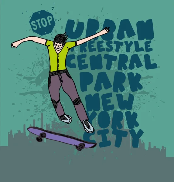 Skate urbano espírito arte vetorial — Vetor de Stock