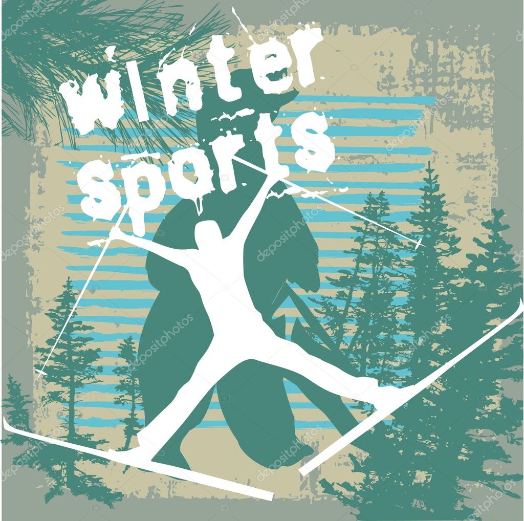 Winter sports skier vector art