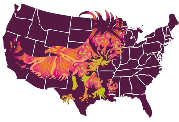 Amerikaanse kaart en adelaar eps8 vector art — Stockvector