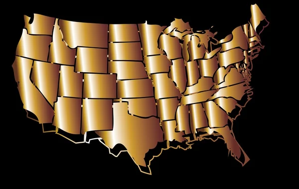 American golden map eps8 vector art — Stock Vector
