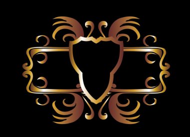 metalik altın kanatlar ve kalkan vektör sanatı