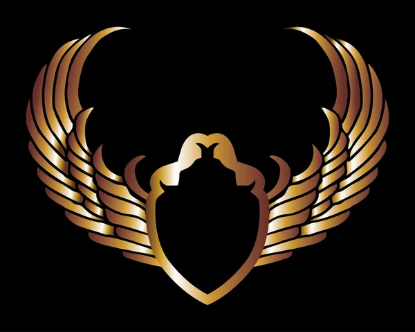 金属製の金の翼と盾のベクトルアート — ストックベクタ