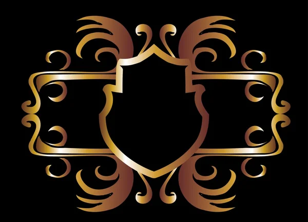 金属製の金の翼と盾のベクトルアート — ストックベクタ