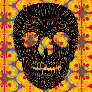 dövmeli kafatası vektör sanatı