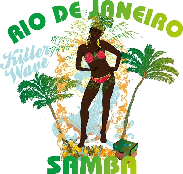 Palm beach samba girls vector art — Stock Vector