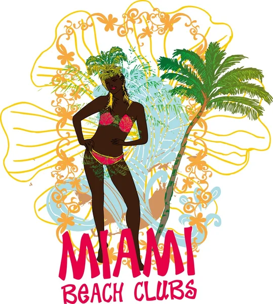 Palm strand samba meisjes vector kunst — Stockvector