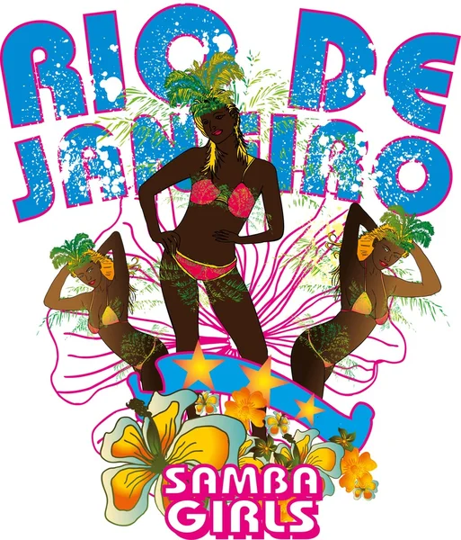 Palm strand samba meisjes vector kunst — Stockvector