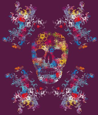 dövmeli kafatası vektör sanatı