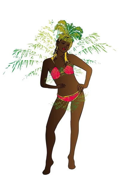 Palm beach samba girls vector art — Stock Vector