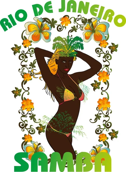 Palm strand samba meisjes vector kunst — Stockvector