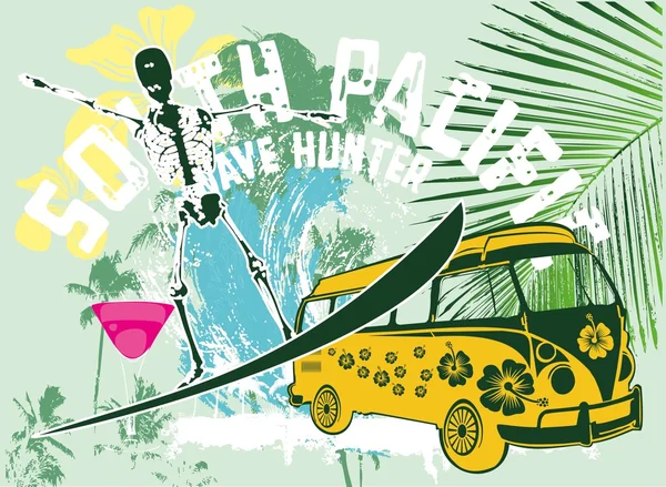 Palm Beach Sörfçü Vektör Sanatı