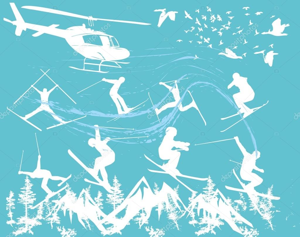 Freestyler winter sports skier vector art