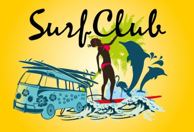 Palm Beach sörfçü kızlar vektör sanatı