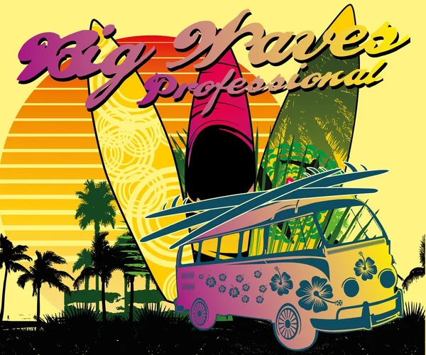 Palm Beach Surfer girls vector art — стоковый вектор