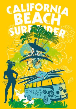 Palm Beach sörfçü kızlar vektör sanatı