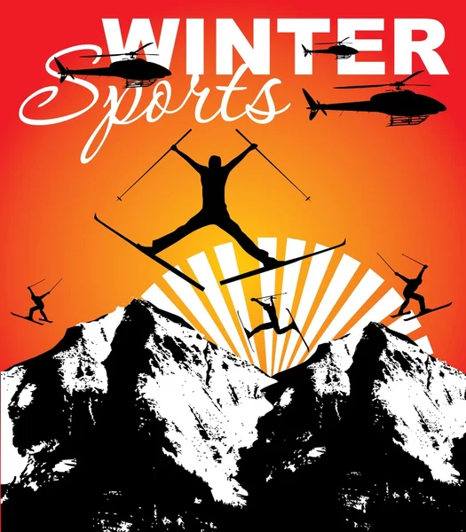 Freestyler deportes de invierno esquiador vector de arte — Archivo Imágenes Vectoriales