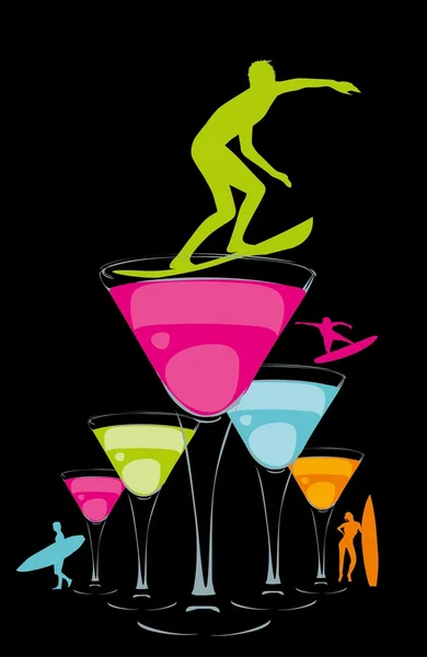 Mix color cocktail glass vector art — Stock Vector