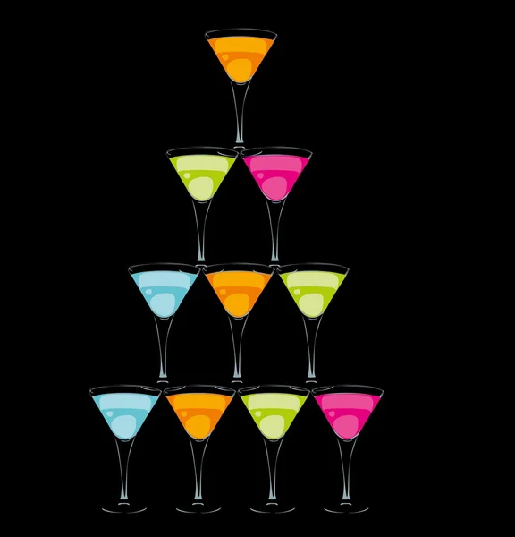 Mix color cocktail glass vector art — Stock Vector