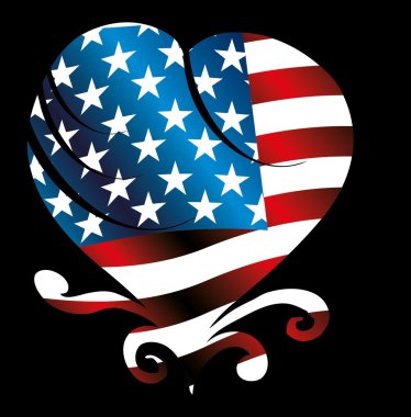Amerikan bayrağı ve kalp vektör sanatı