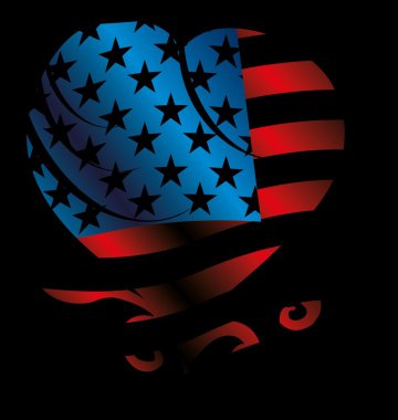 Amerikan bayrağı ve kalp vektör sanatı