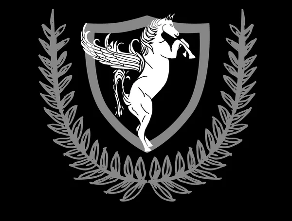 Arte vectorial caballo blanco y negro — Vector de stock