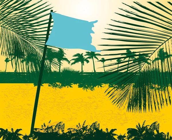 Paradis palmier plage vecteur art — Image vectorielle