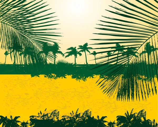 Paradiso palma spiaggia vettoriale arte — Vettoriale Stock