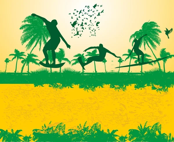 Paradis palmier plage vecteur art — Image vectorielle