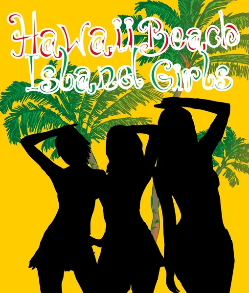 Palm beach bikini beach girls vector art — Stock Vector