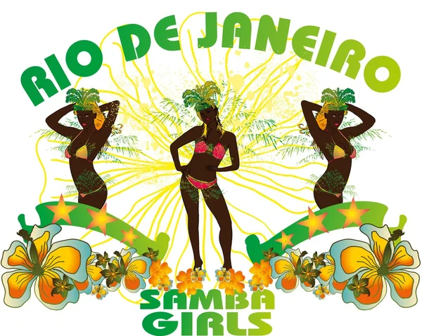 Palm strand samba meisjes vector kunst — Stockvector