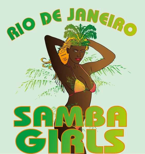 Palma praia samba meninas arte vetorial — Vetor de Stock