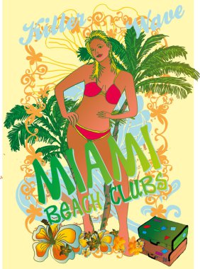 Palm Beach bikinili kızlar vektör sanatı