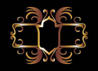 metalik altın kanatlar ve kalkan vektör sanatı