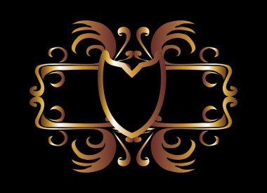 metalik altın kanatlar ve kalkan vektör sanatı