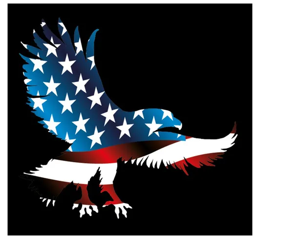 Águila americana y arte vector bandera — Vector de stock