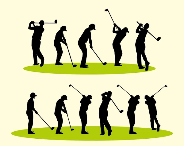 Golfe jogadores de esportes arte vetorial — Vetor de Stock