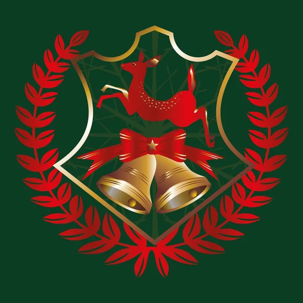 Goud en groen xmas icoon vector art — Stockvector