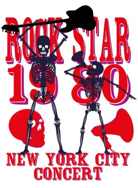 İskelet disko müziği retro biçim vektör sanatı