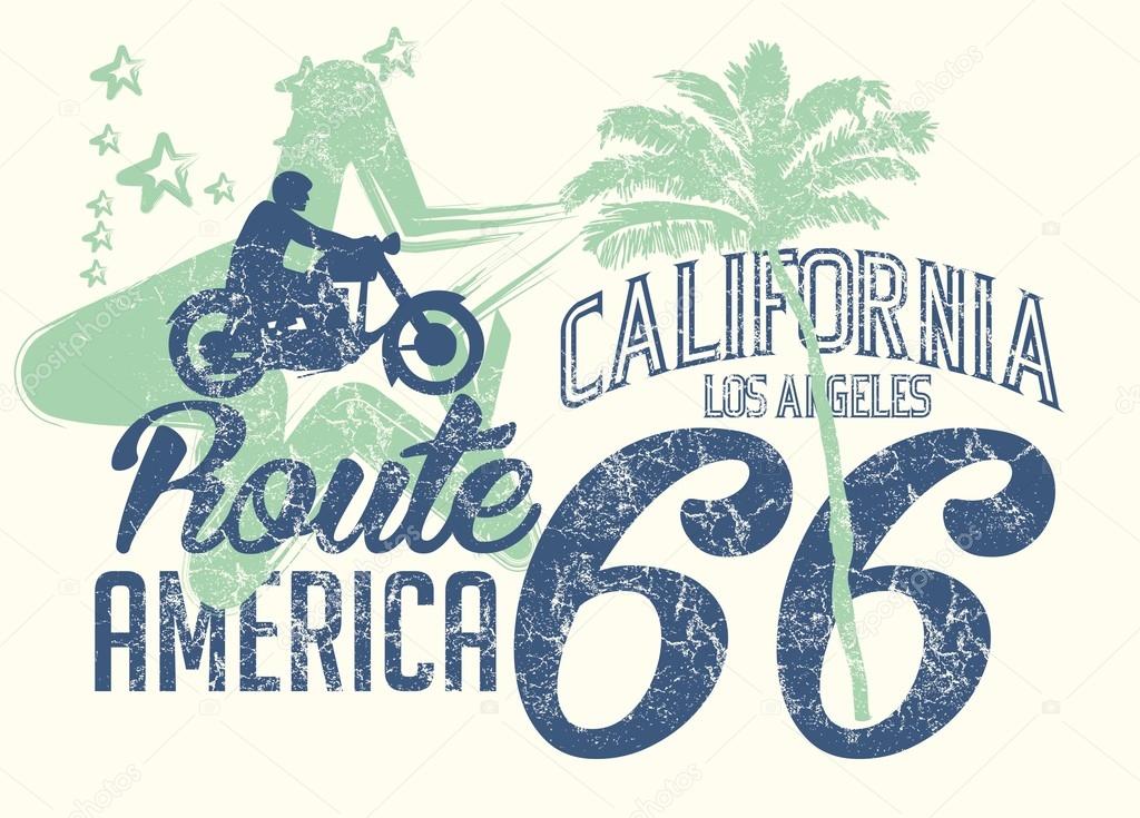 California retro route 66 vector art