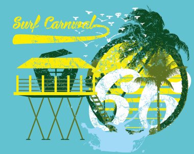 Paradise palm island vector art clipart