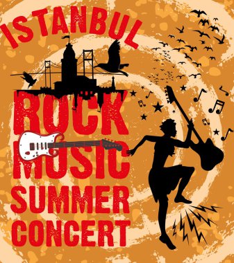 İstanbul rock müziği yaz konseri vektör sanatı