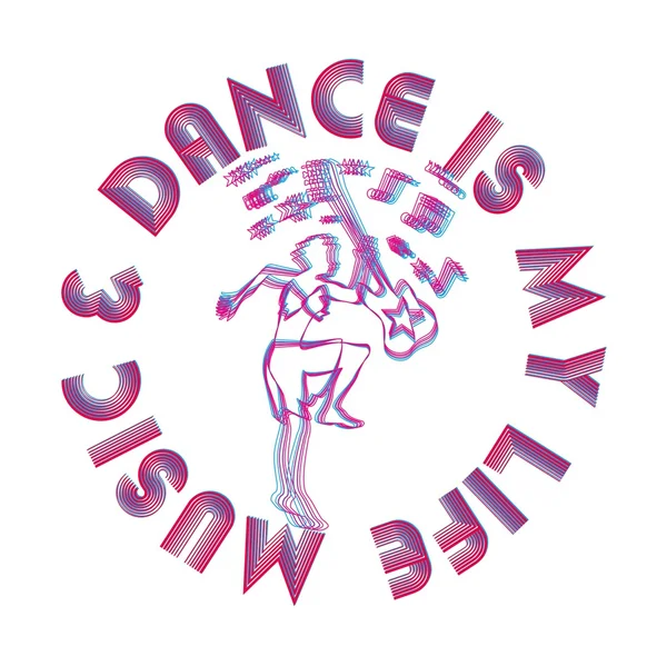 Dance music party girls vector art — Stock Vector
