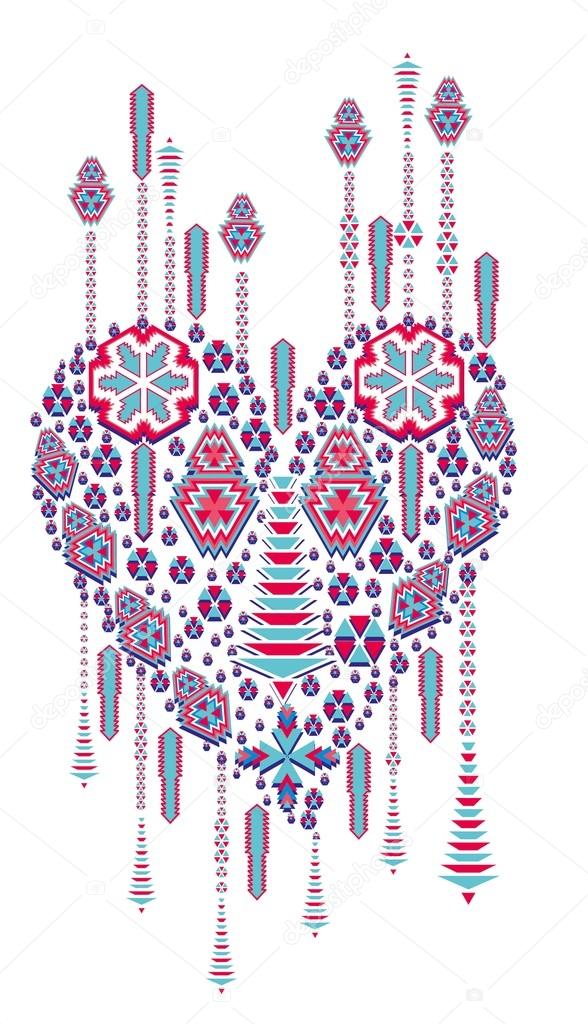 Ethnic pattern heart and love vector art