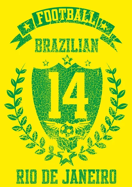 Fútbol brasileño estilo retro vector de arte — Archivo Imágenes Vectoriales