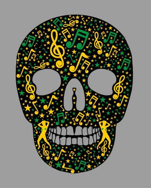 Music skull and guitar vector art — Stock Vector