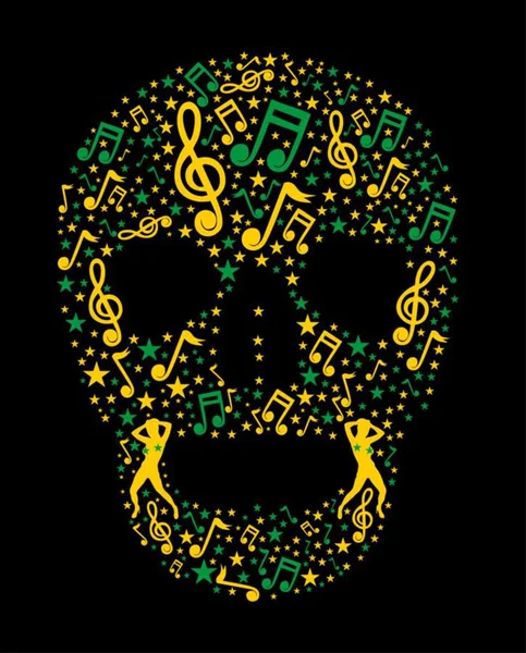 Music skull and guitar vector art — Stock Vector